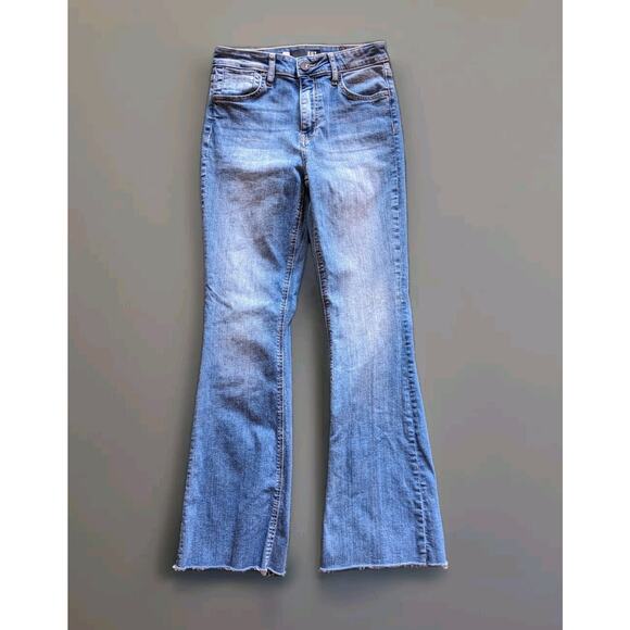 Kut from the Kloth Jeans Women 2 Blue Stretch Stella High Rise Flared Frayed Hem - Picture 1 of 14